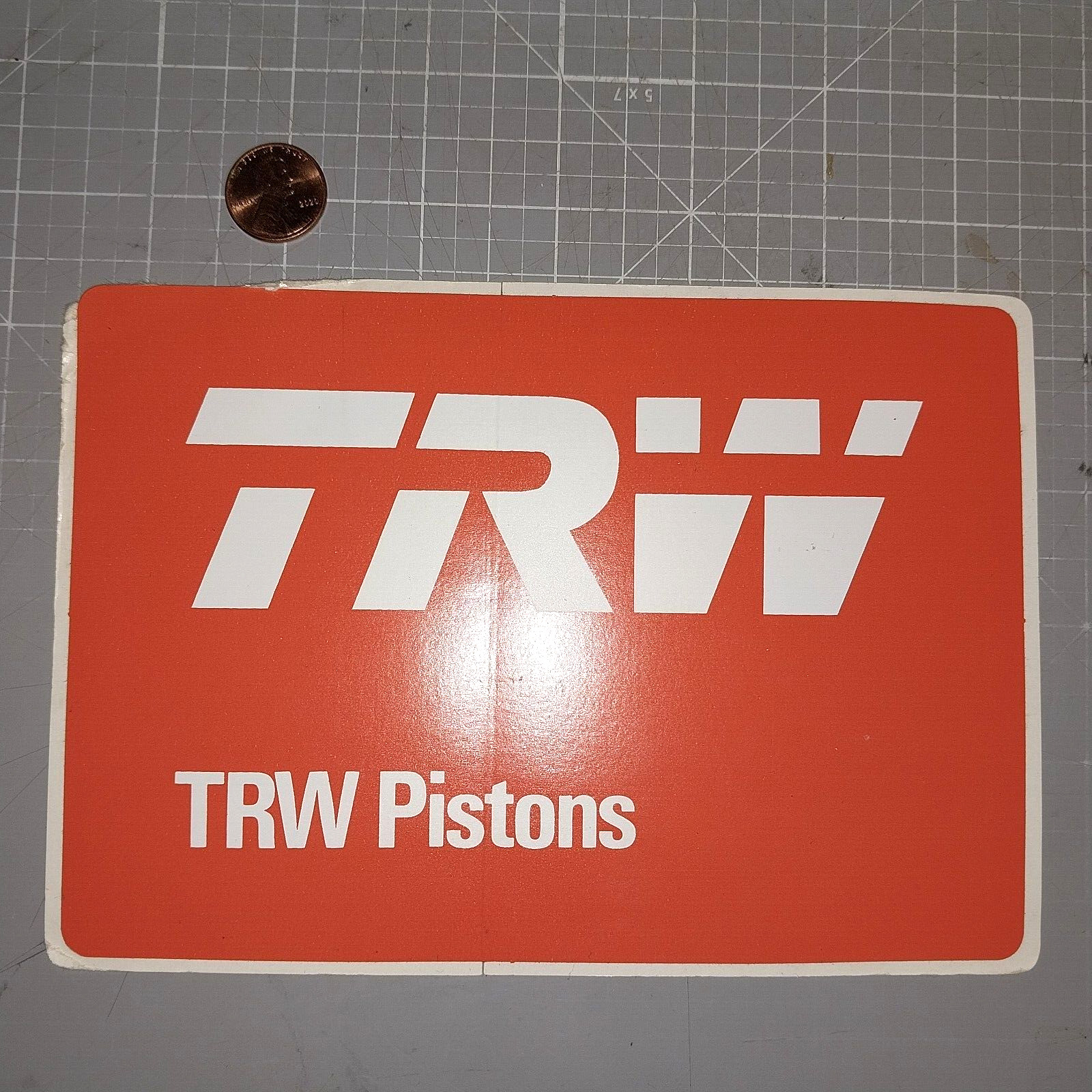 VINTAGE TRW PISTONS ORANGE Sticker Decal RACING ORIGINAL OLD STOCK