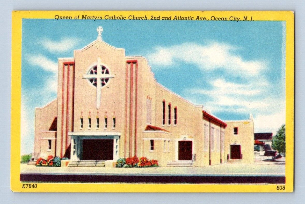 1940\'S. OCEAN CITY, NJ. QUEEN OF MARTYRS CATHOLIC CHURCH. POSTCARD HH21