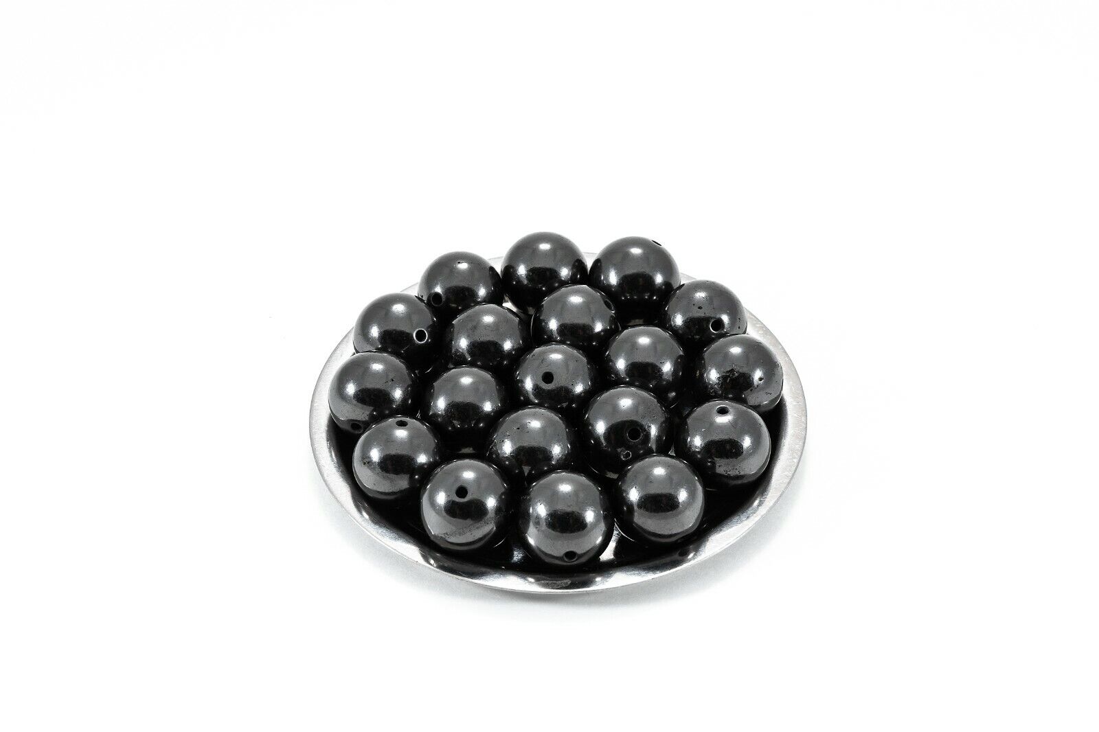 Beads shungite 12 mm with hole polished 50pcs Karelia carbon content 45% EMF
