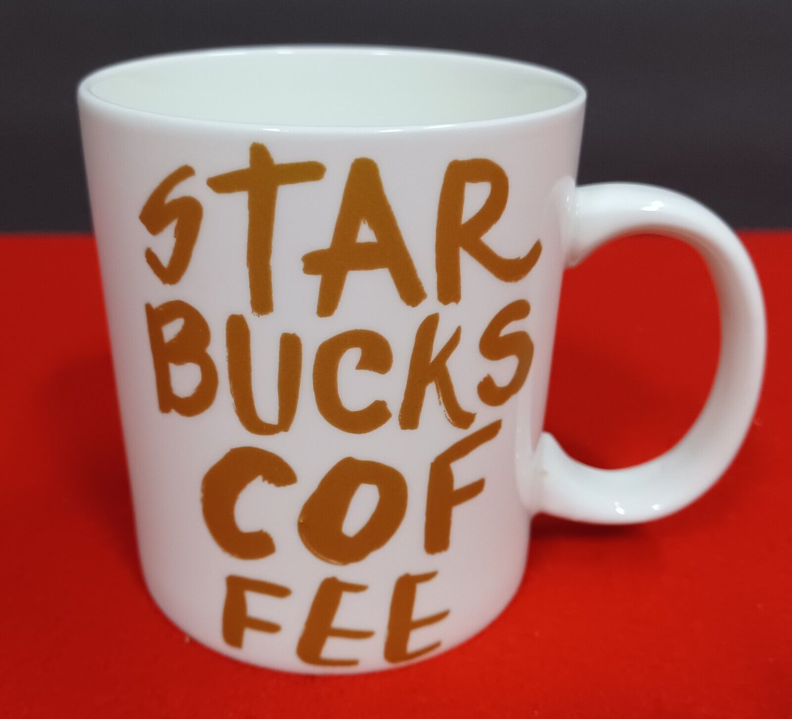 Starbucks Coffee Mug White Gold Writing 2015 Tea Cup 12 oz