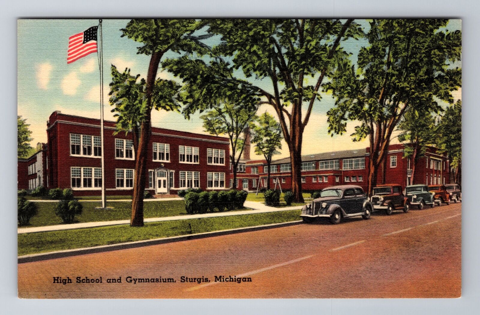 Sturgis MI-Michigan, High School And Gymnasium, Antique, Vintage Postcard