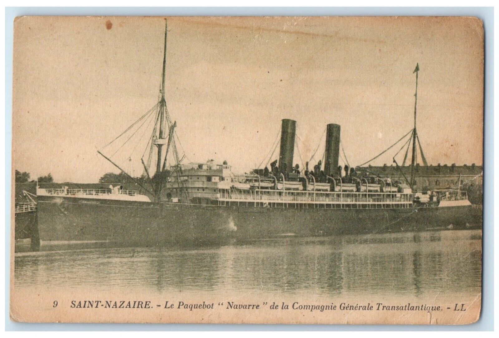 1910 The Navarre Liner Of General Transatlantic Saint-Nazaire France Postcard