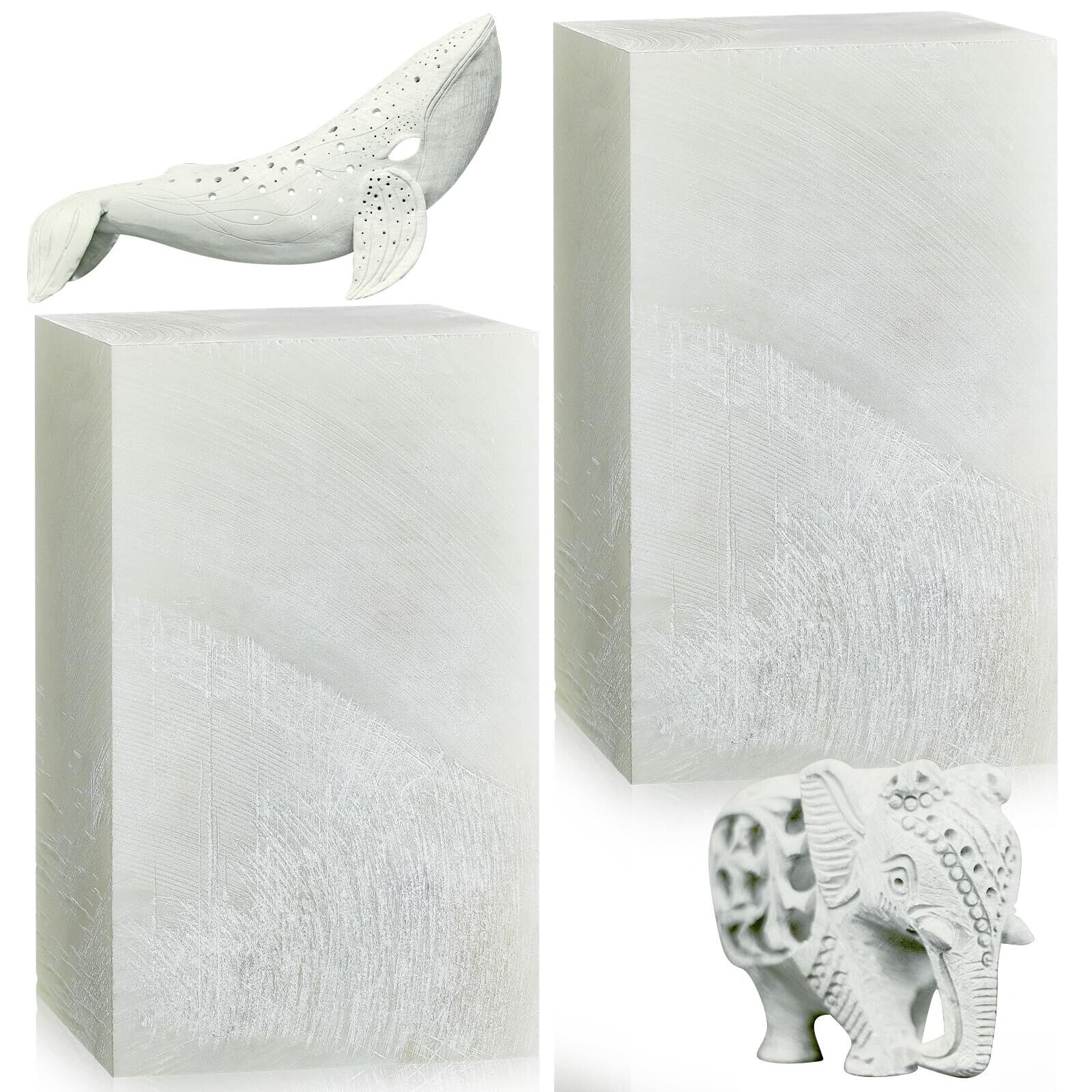 Sasylvia 2 Pcs Soapstone for Carving Block, 5 x 3 x 3 Inch, Soapstone Sculptu...