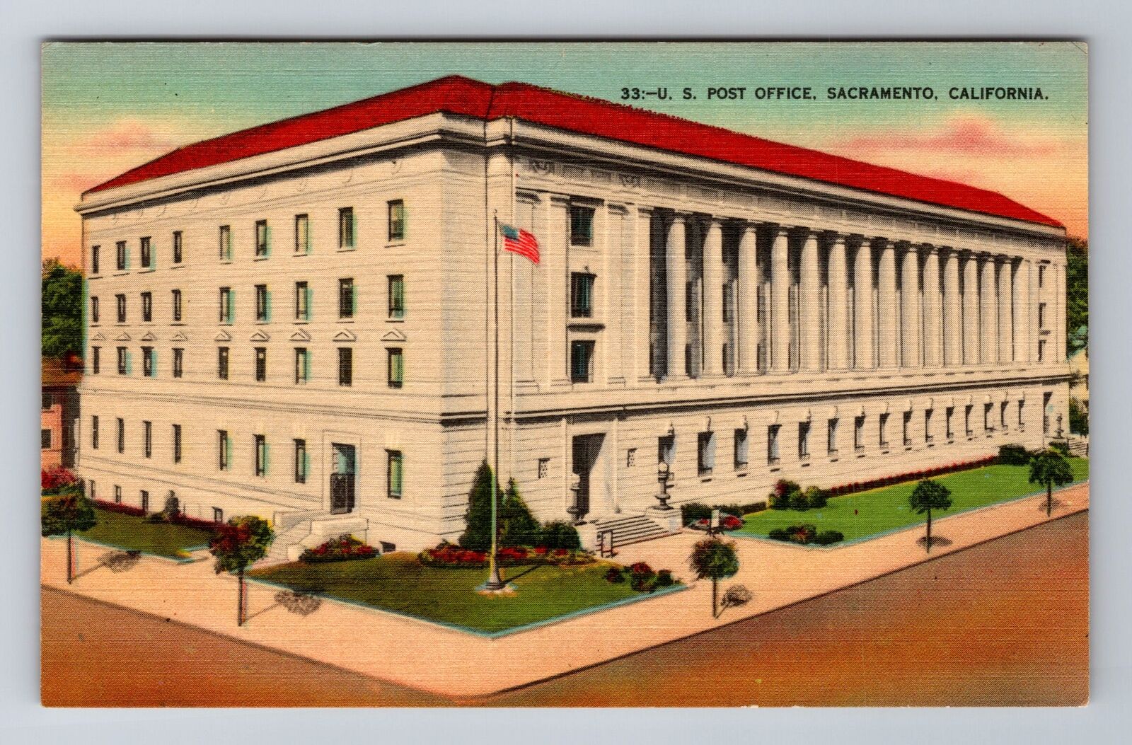Sacramento CA-California, US Post Office, Antique, Vintage Souvenir Postcard