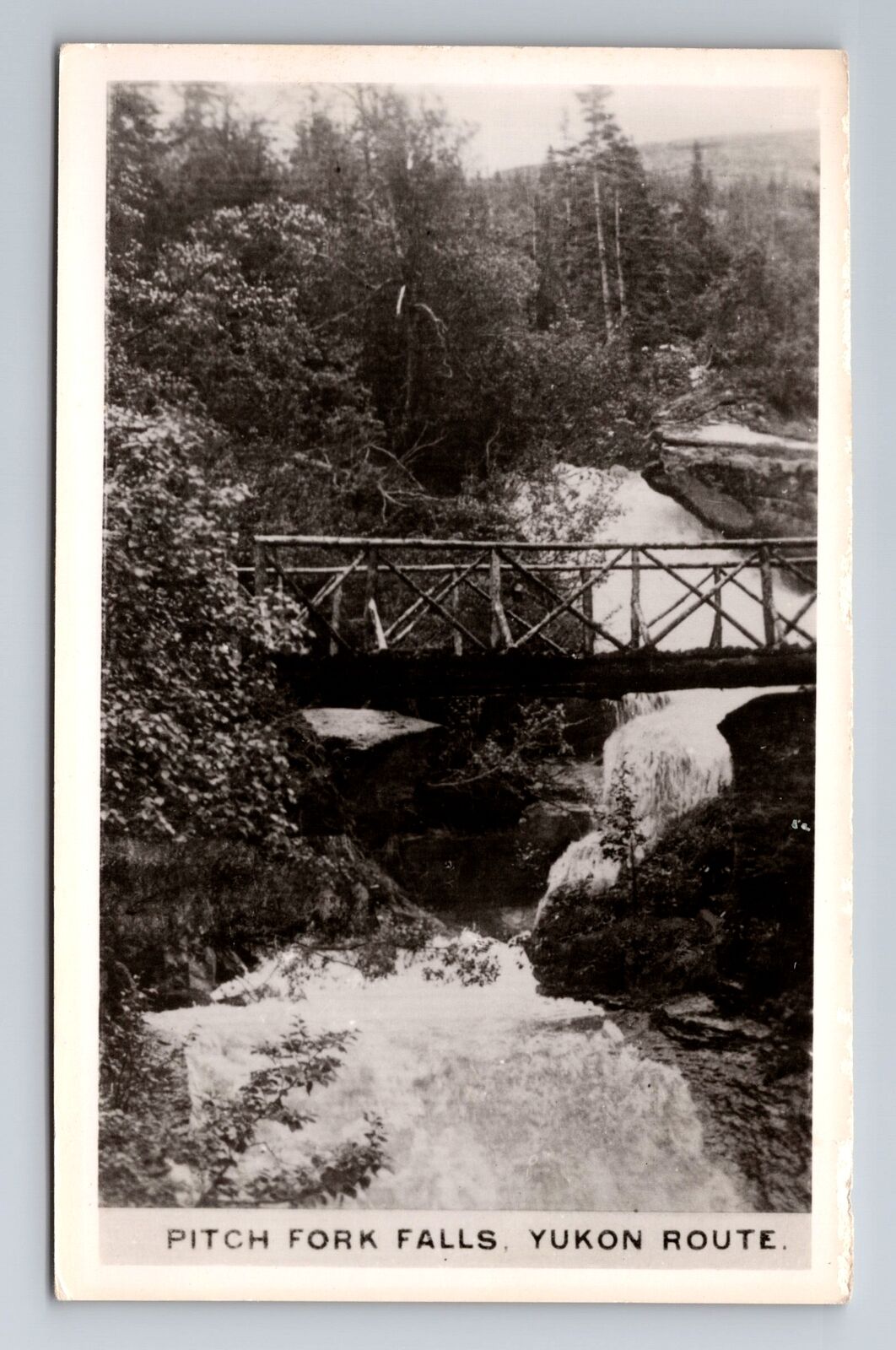 RPPC-Yukon Route Canada, Pitch Fork Falls, Antique, Vintage Postcard