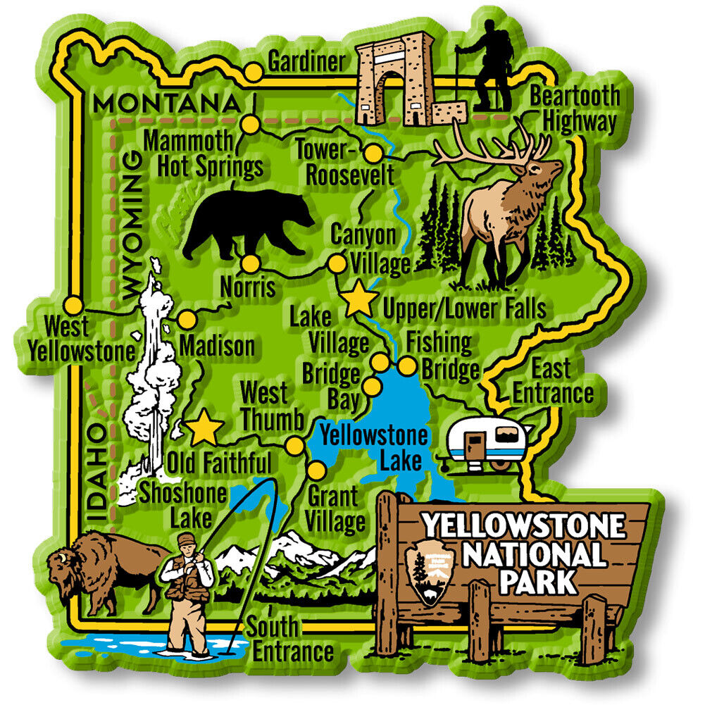 Yellowstone National Park Map Magnet by Classic Magnets