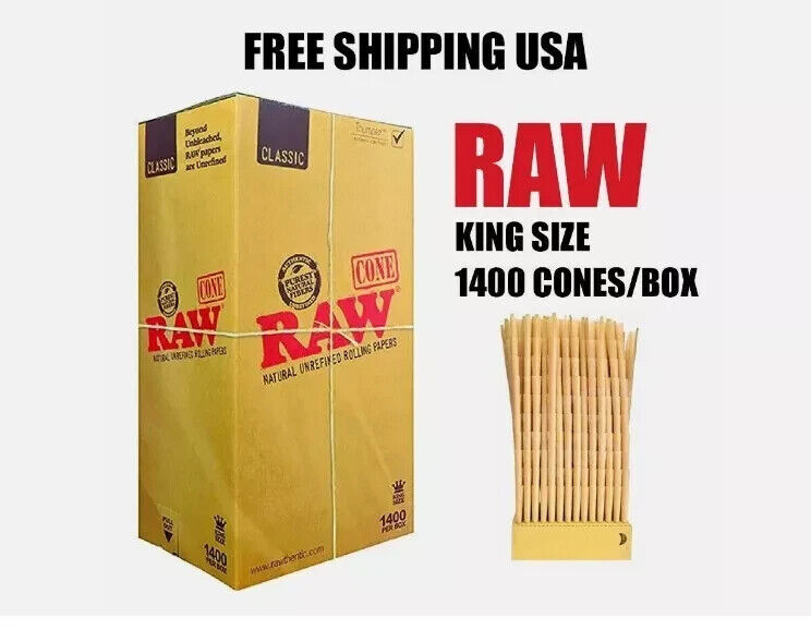 RAW CONE Classic KING Size Pre-Rolled Cones 1400 ct Bulk Box -  USA