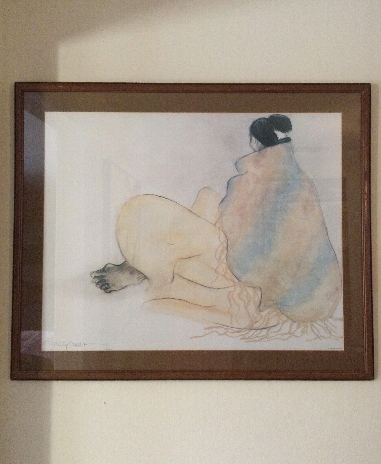 R.C.Gorman Native American 1980s Original Lithograph Angelina Shaw Framed Signed