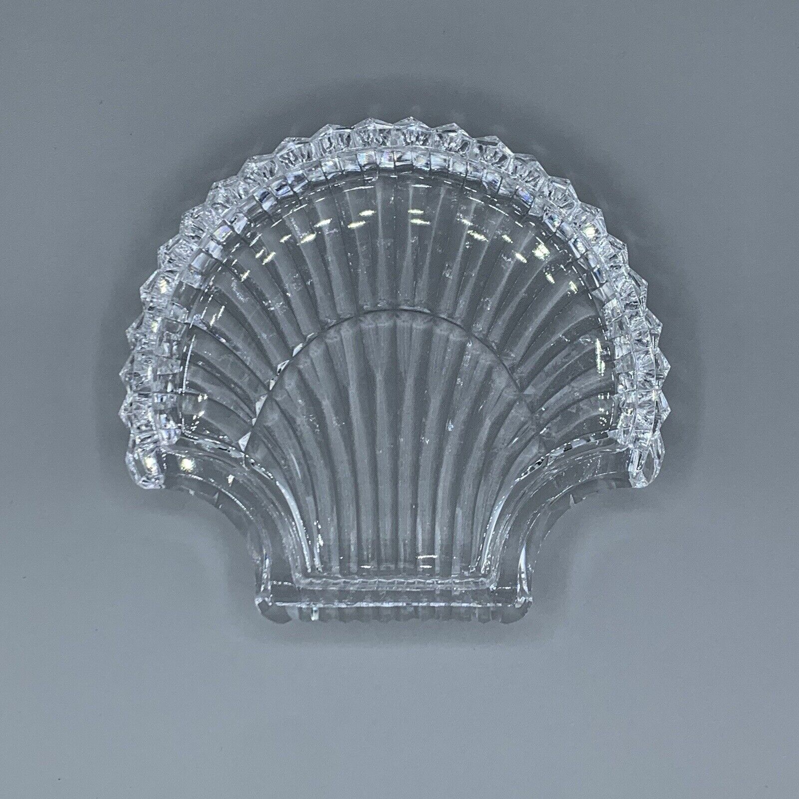 Waterford Crystal Glass Scallop Shell Dish Paperweight Vanity Dresser Dish
