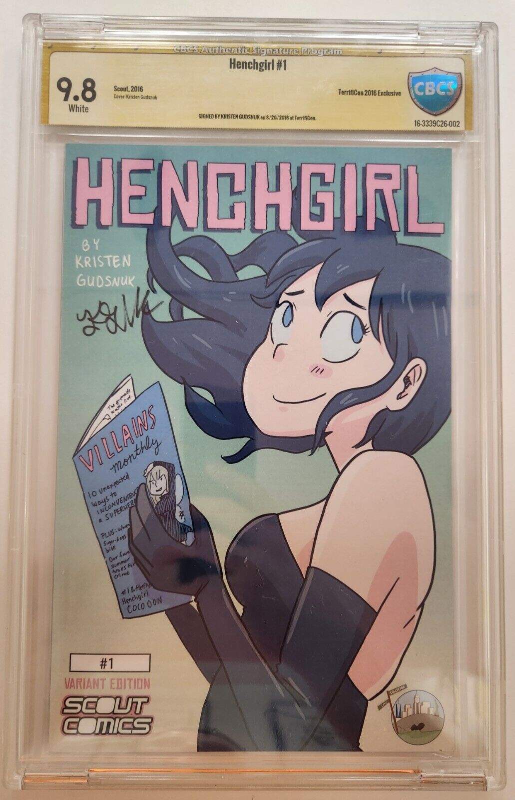 HENCHGIRL #1 TERRIFICON EXCULSIVE 2016 SCOUT CBCS 9.8 SIGNED BY KRISTEN GUDSNUK