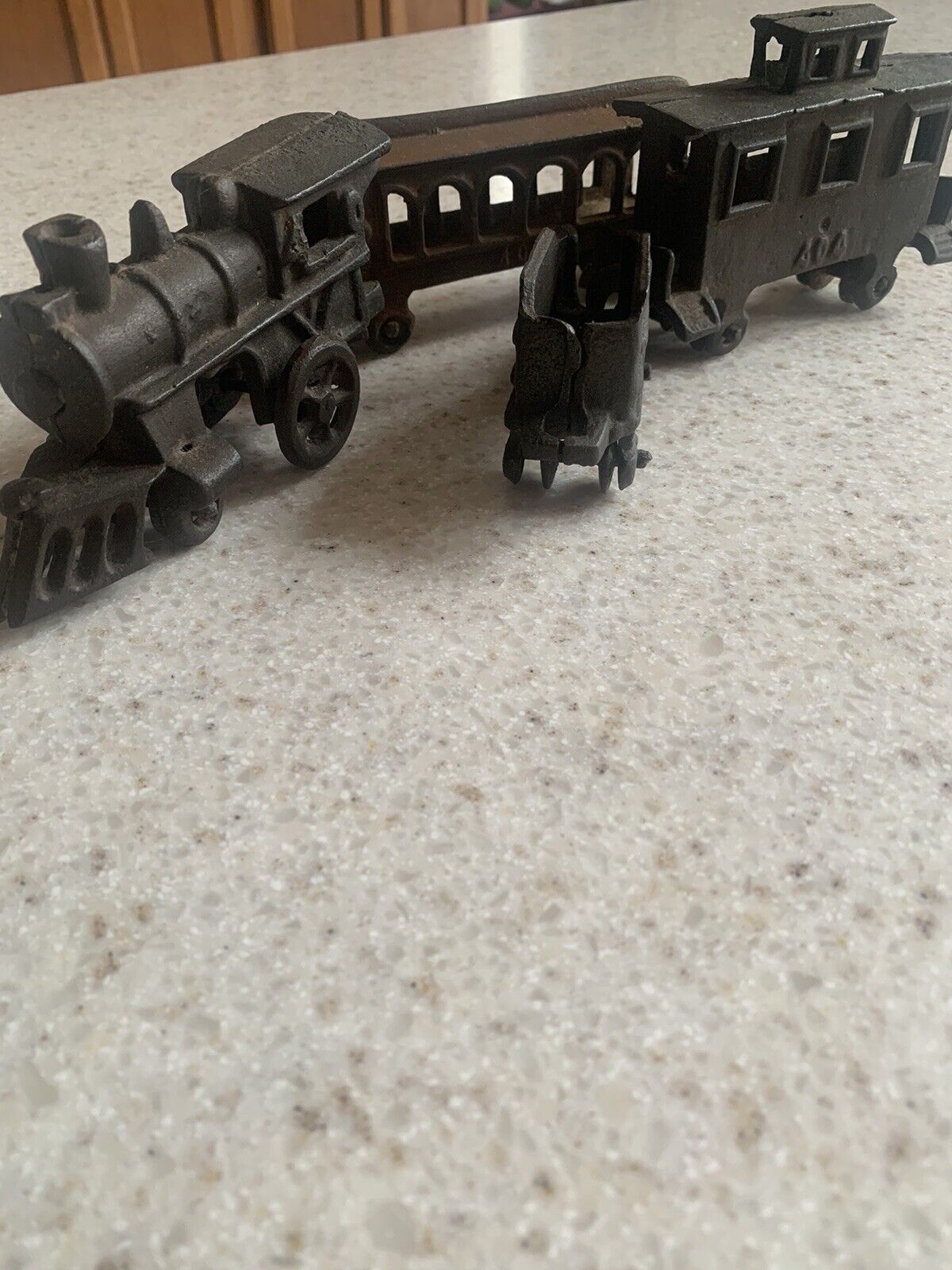 Cast Iron Locomotive,coal Car, Passenger&caboose Train Decor-wheels Mobile Black