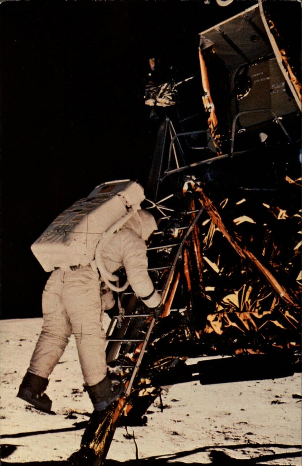 Edwin Buzz Aldrin astronaut NASA Lunar Module first step to moon 1969 postcard
