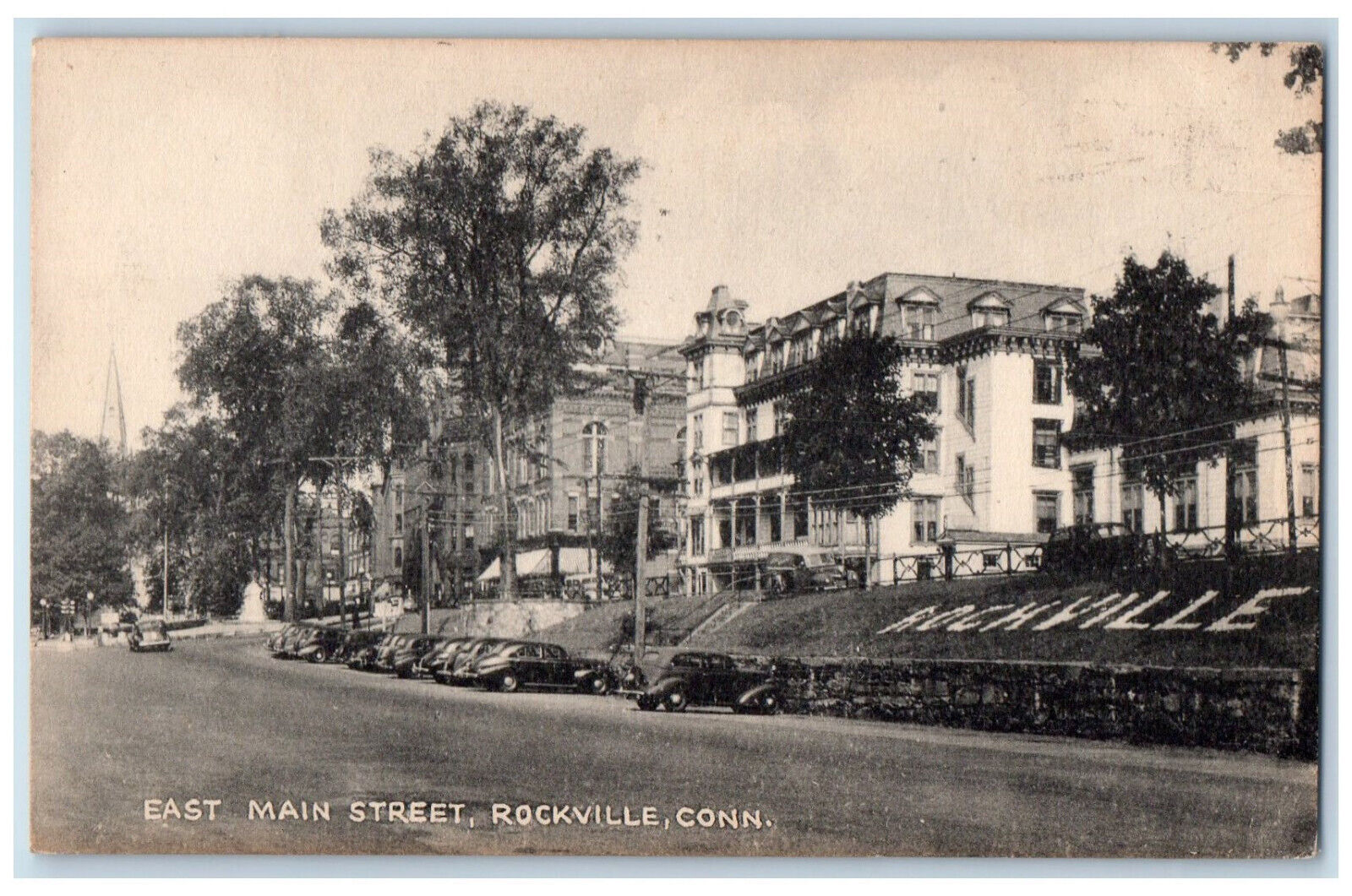 c1940\'s East Main Street Rockville Connecticut CT Vintage Posted Postcard