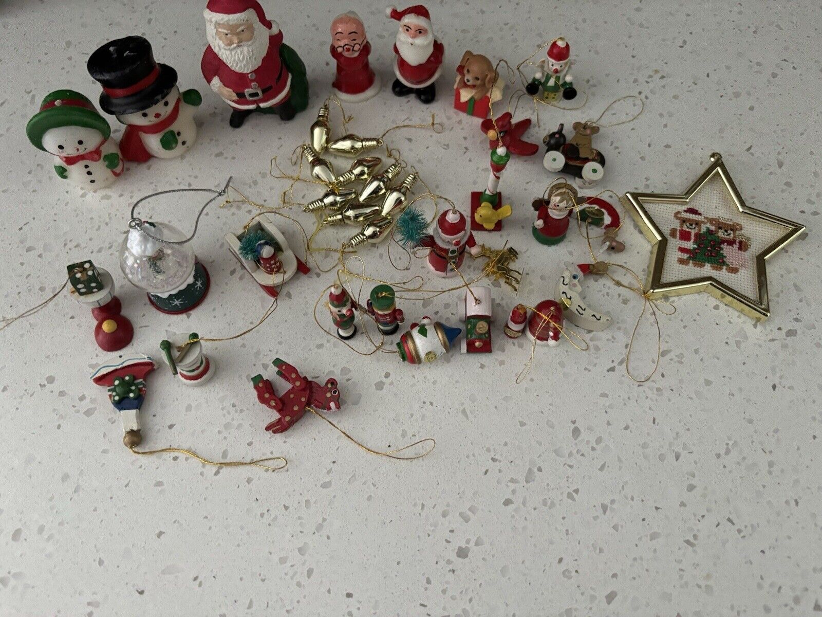 Vintage Mini Wooden Christmas Ornament Lot And Decor 