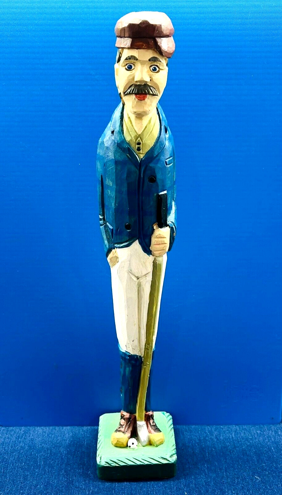 Vintage Handcrafted Wood Tall Skinny Golf Golfer Player Collectible Figurine