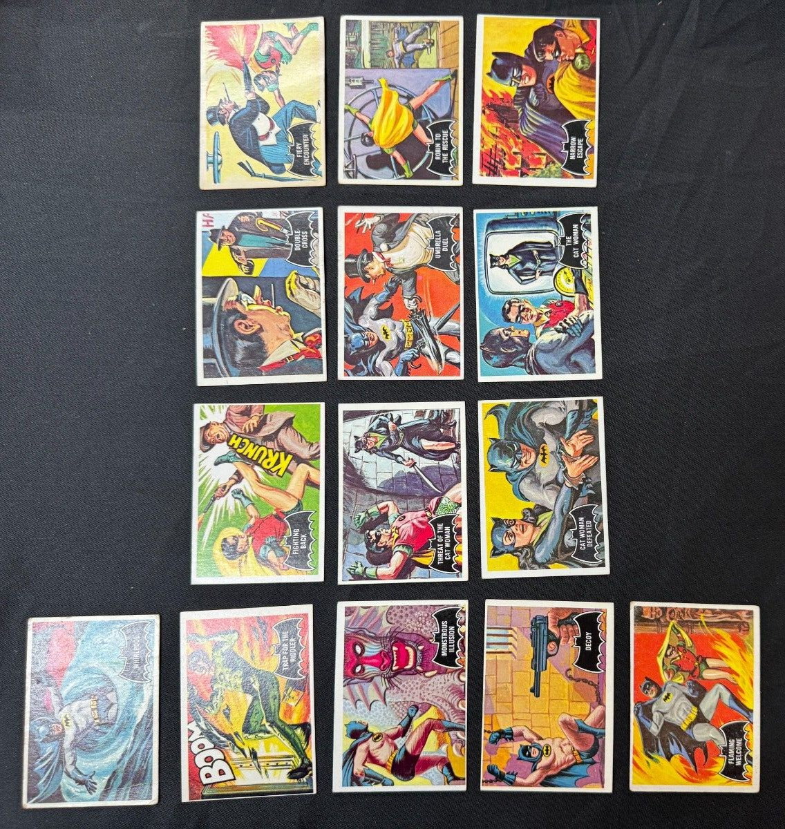 1966 Topps Batman - 1st Series/Black Bat/Orange back - 14/55 cards