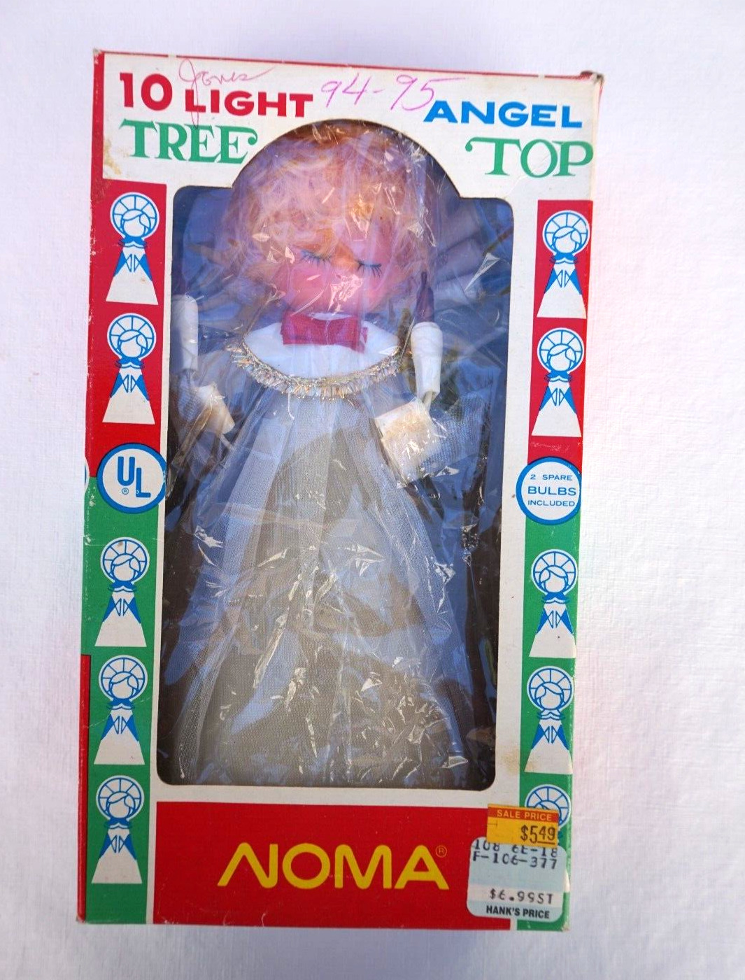 VTG NOMA Christmas Angel Tree Topper Top 10 Light Lite Lighted w/ Box TESTED