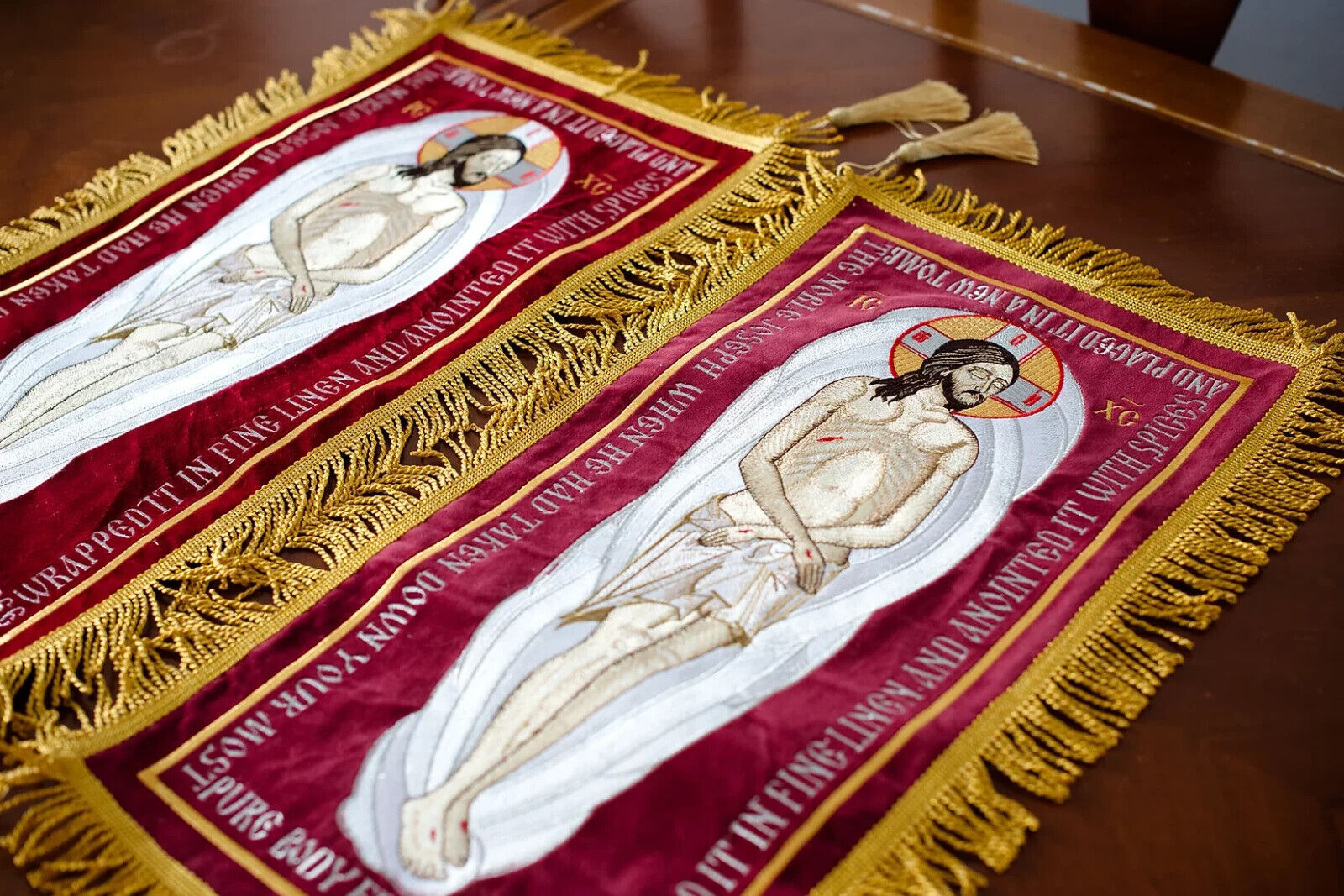 Small size  shroud of our Lord Jesus Christ.  Fully embroidered