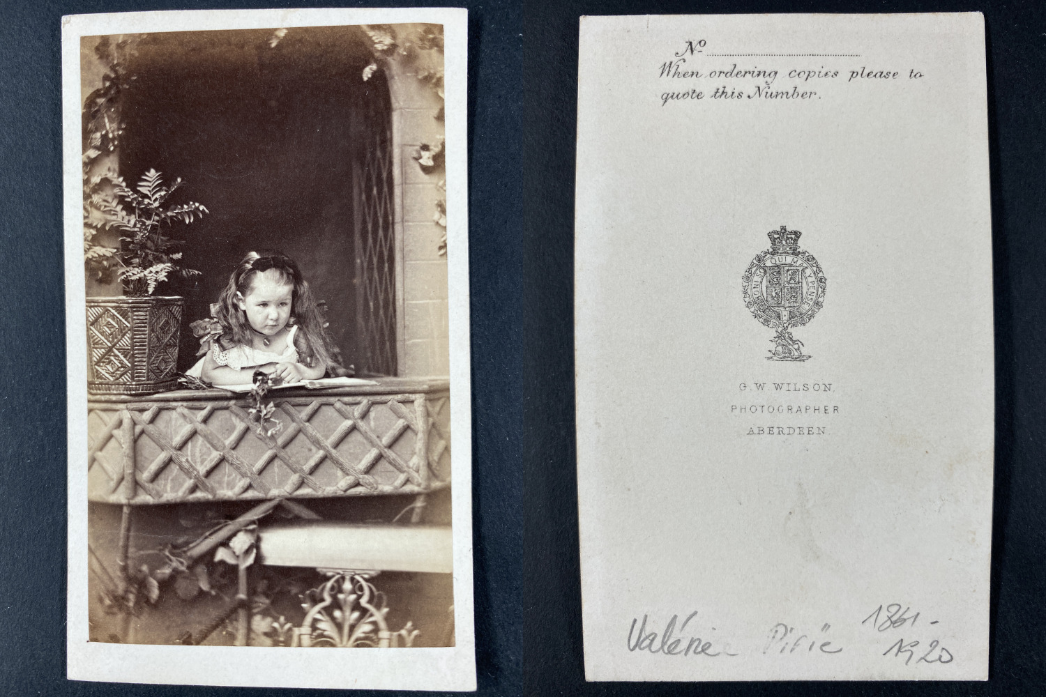 Wilson, Aberdeen, Valerie Pirie Vintage cdv albumen print.Valerie (1861-1920),