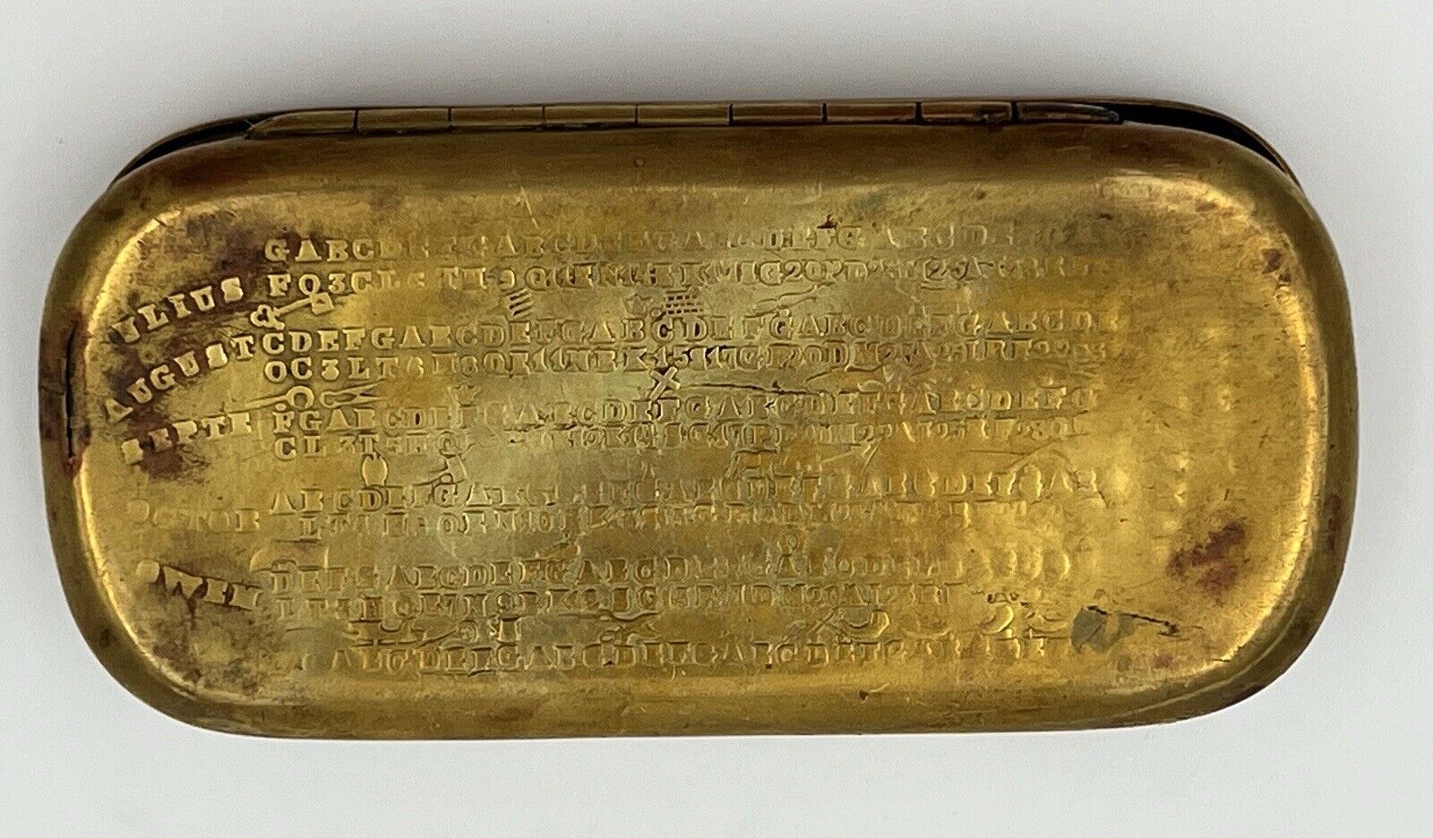 Antique Brass Calendar Swedish Snuff Box
