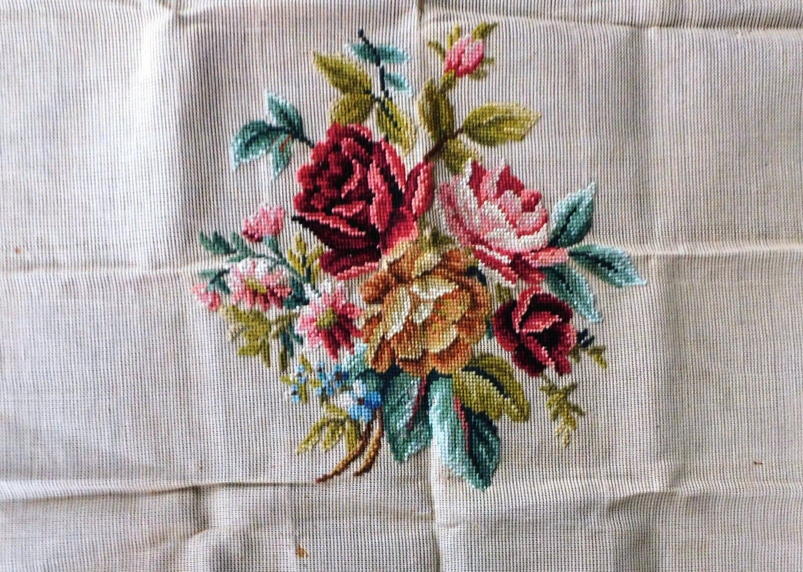 Antique Needlepoint Floral Canvas