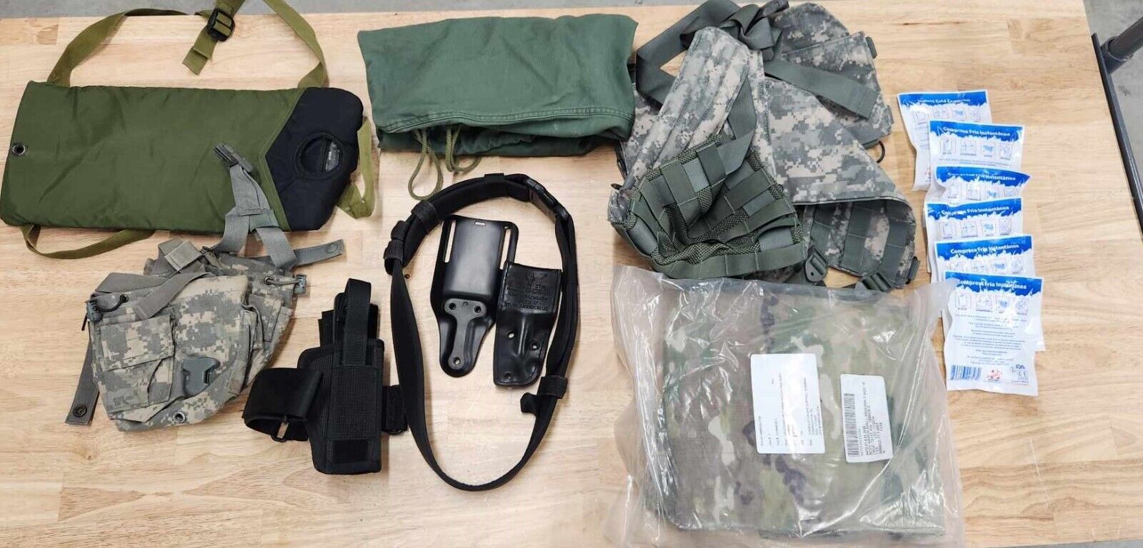 BULK LOT: Military Surplus - Flight Crew Vest - Cold Packs - Holsters - And More