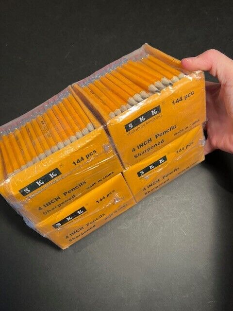 NEW Lot of 576 Golf Pencils with Eraser Tops, 4 inch. Four boxes of 144 each