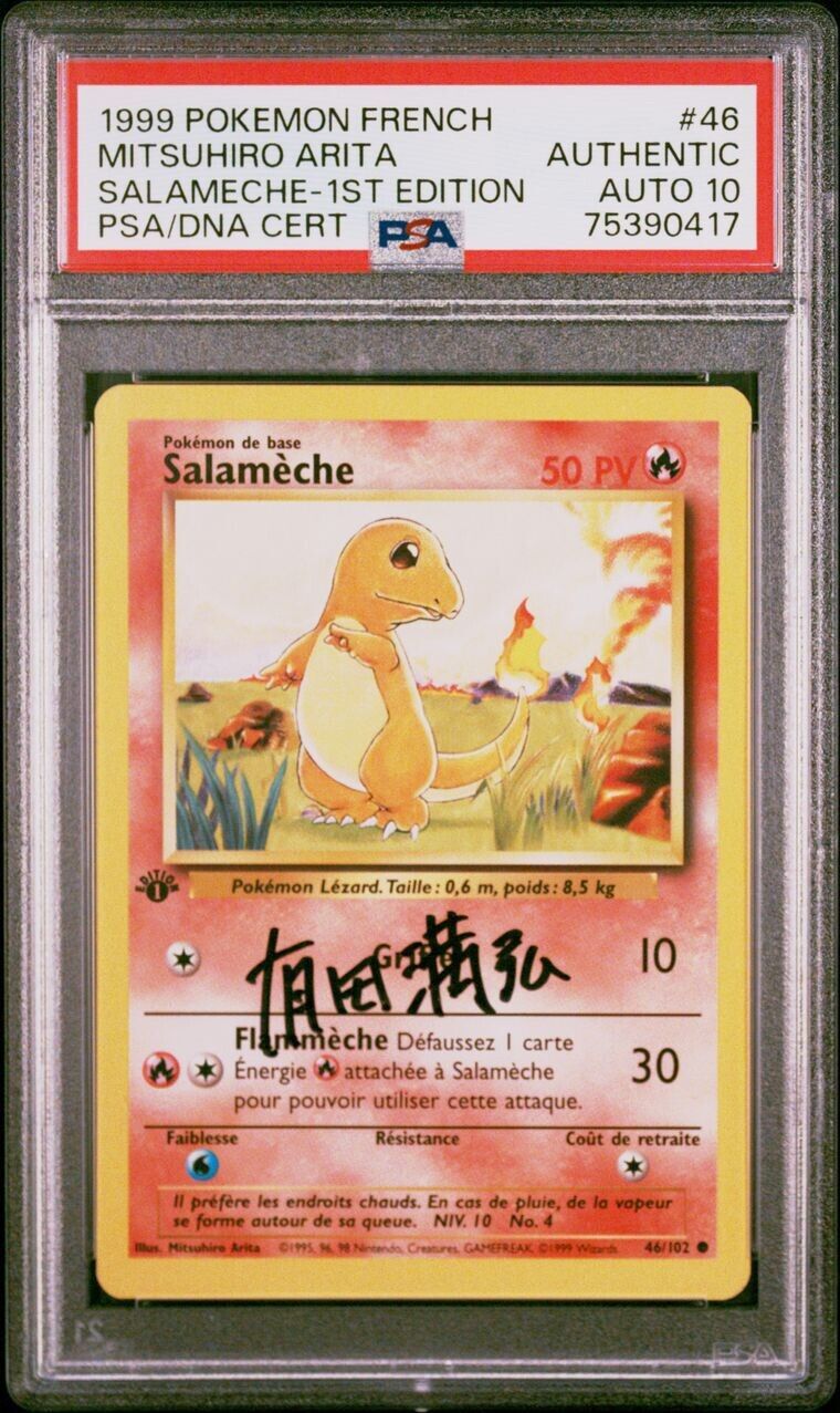 1999 Pokemon FRENCH 1st Edition Base Set Salameche Mitsuhiro Arita 46/102 PSA 10