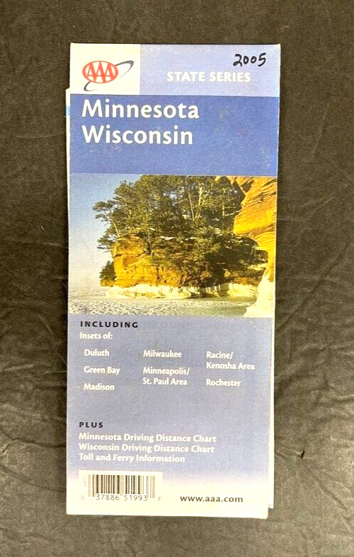 Vintage 2005 Minnesota/Wisconsin AAA Map 3 3/4 x 8 5/8\