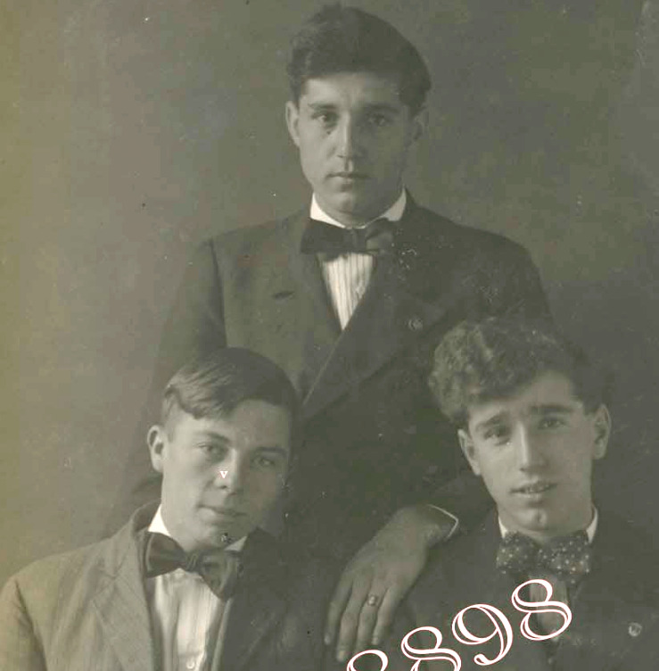 Three dapper young men Penn State Vintage Real Photo Postcard RPPC 