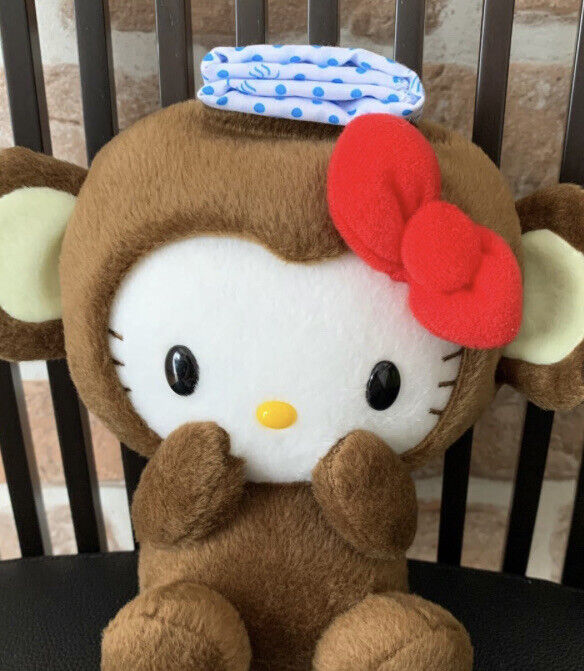 Vintage Rare Sanrio Hello Kitty  Stuffed Monkey Plush Doll Kawaii Toy