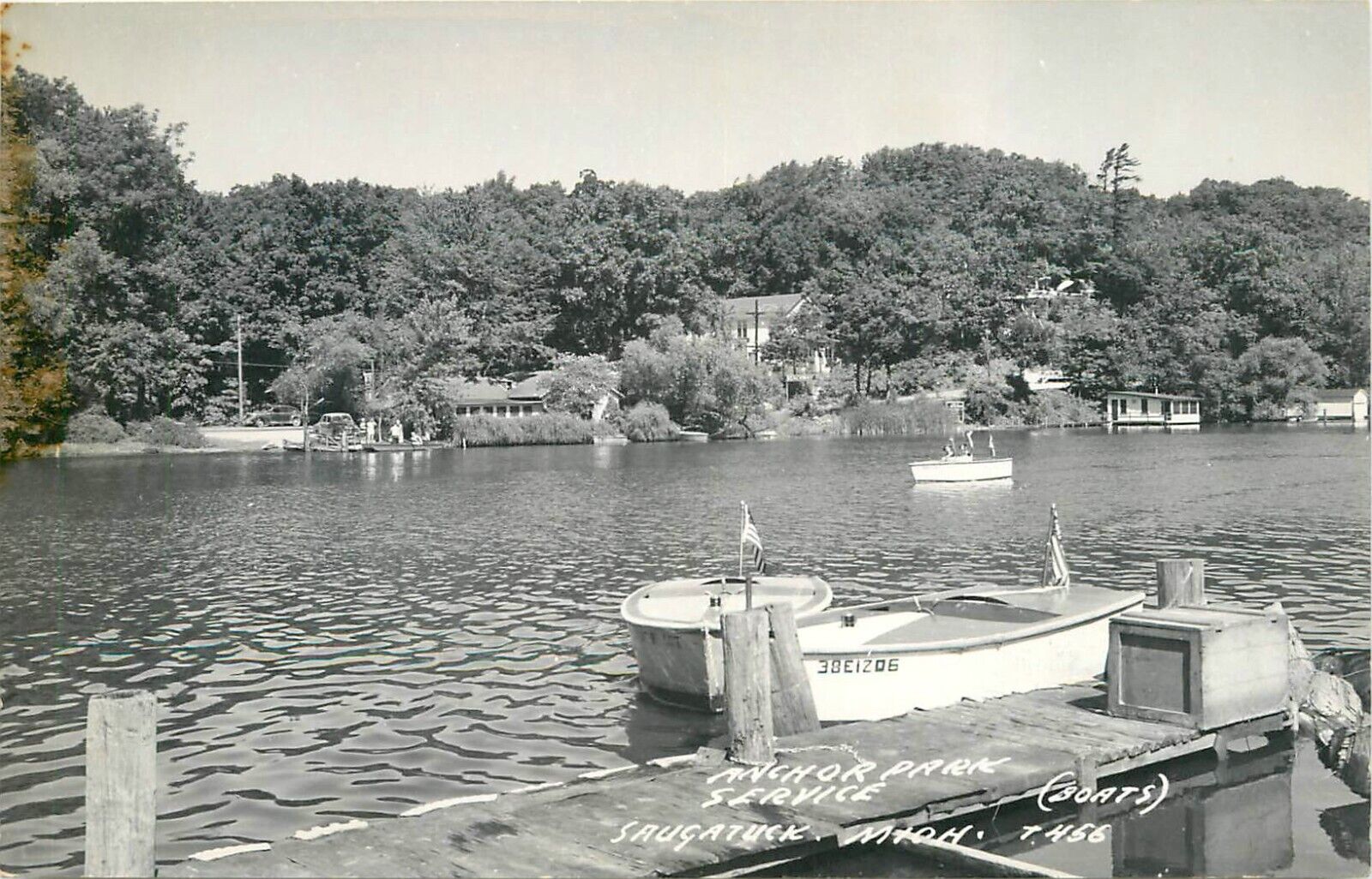 c1950 Anchor Park Boat Service, Saugatuck, Michigan Real Photo Postcard/RPPC