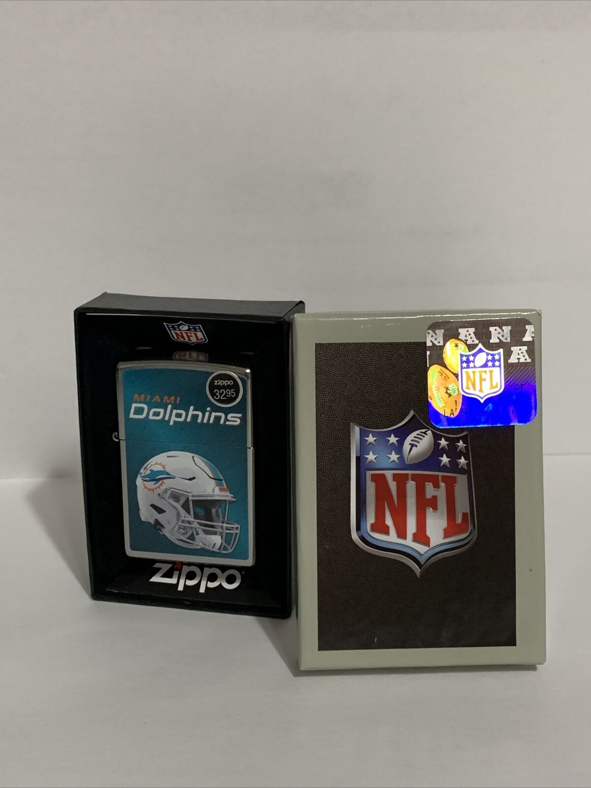 New in Box, Zippo Authentic Windproof Lighter, NFL Miami Dolphins, 48438