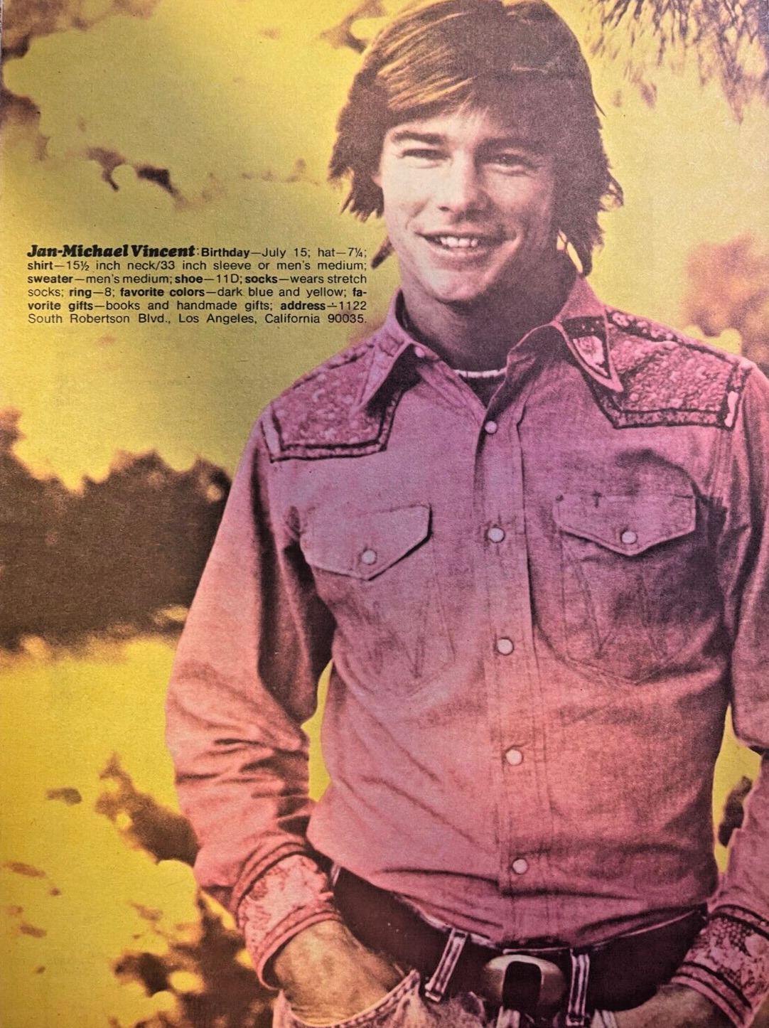 1972 Vintage Illustration Actor Jan-Michael Vincent