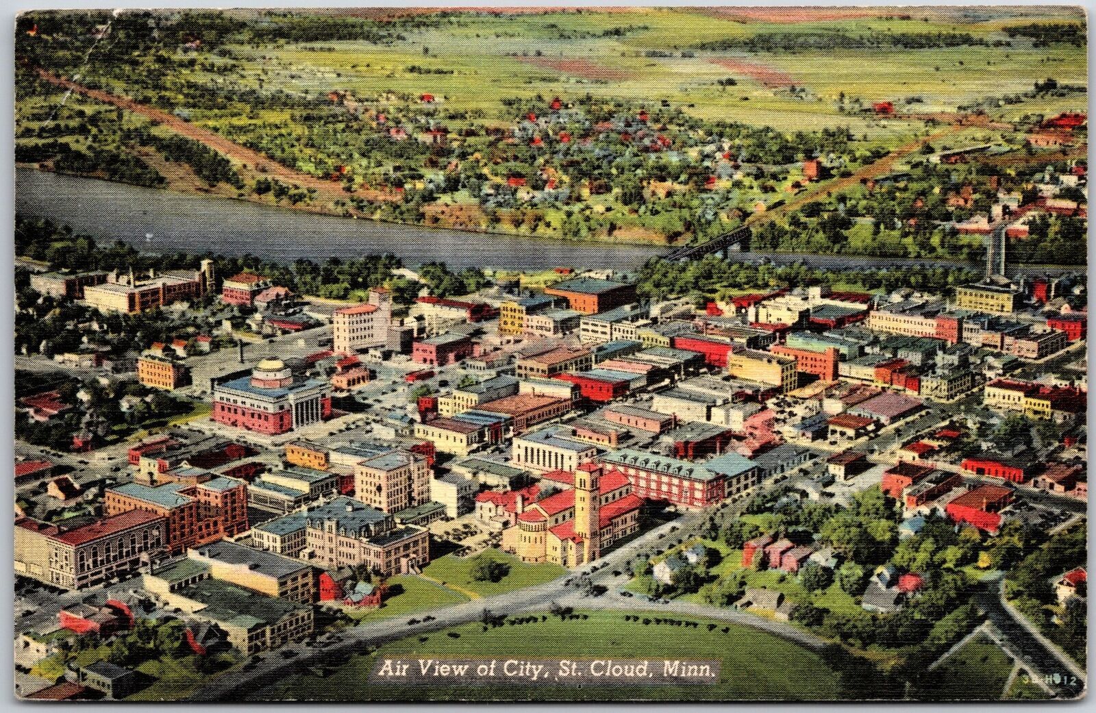 Airview Of City Saint Cloud Minnesota MN Panorama Buildings Landmarks Postcard