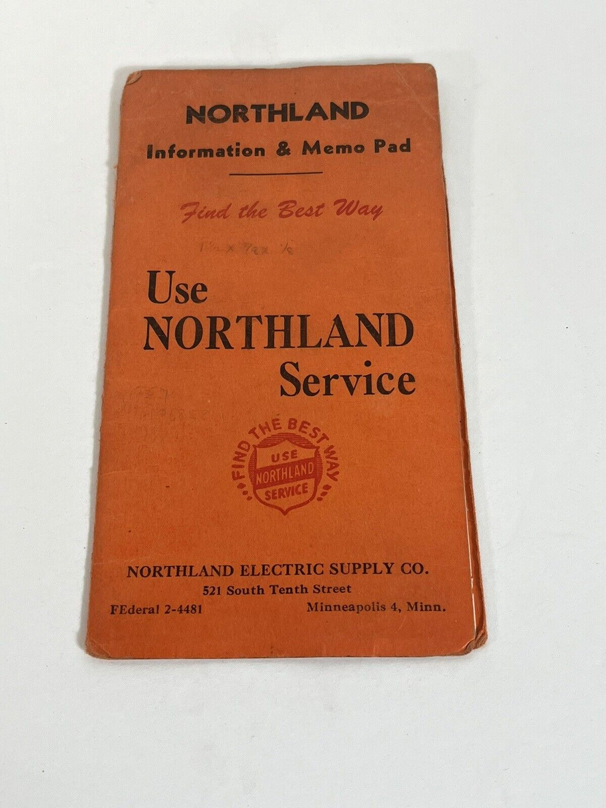 Northland Electric Supply CO Memo Pad With Code Chart 1962 Minneapolis MN