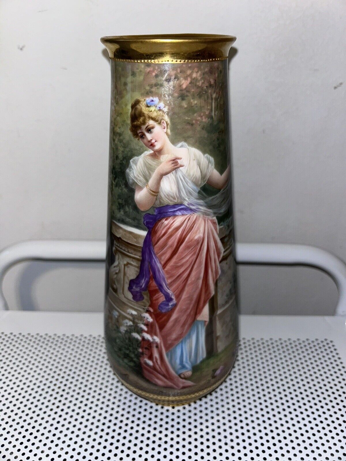 Antique Royal Vienna Sommer Vase Signed Wagner