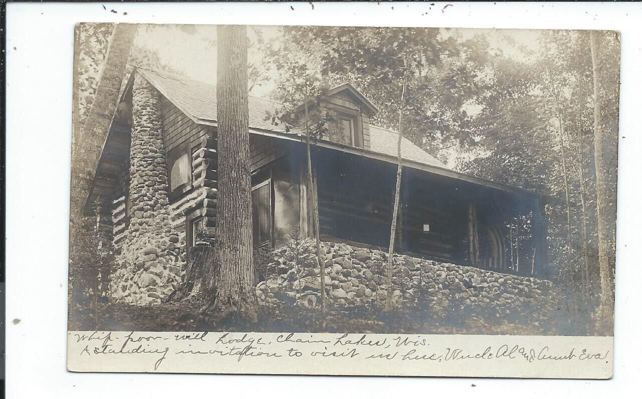 Real Photo Postcard New Auburn Wisconsin Wis Wi Whip Poor Will Resort # 1
