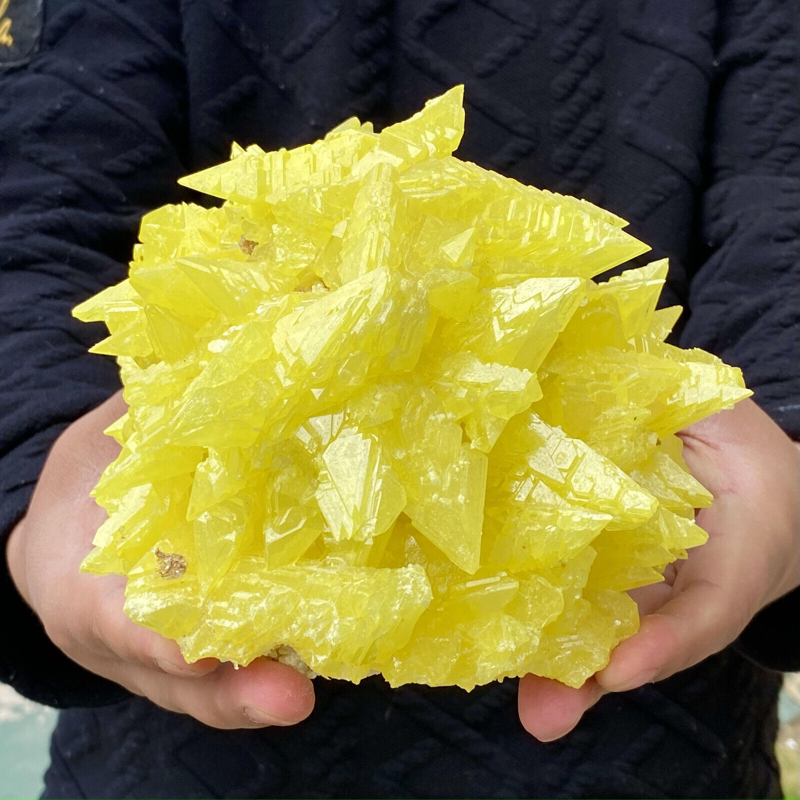 4.4LB Rare yellow sulfur crystal quartz crystal mineral specimen