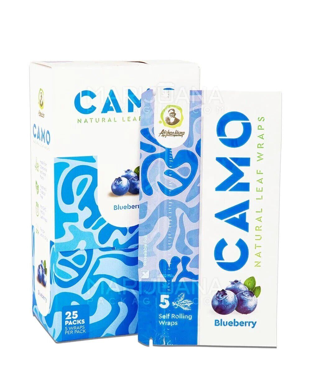 CAMO Natural Leaf Wraps - Blueberry - Box of 25 Packs - 5 Wraps per Pack