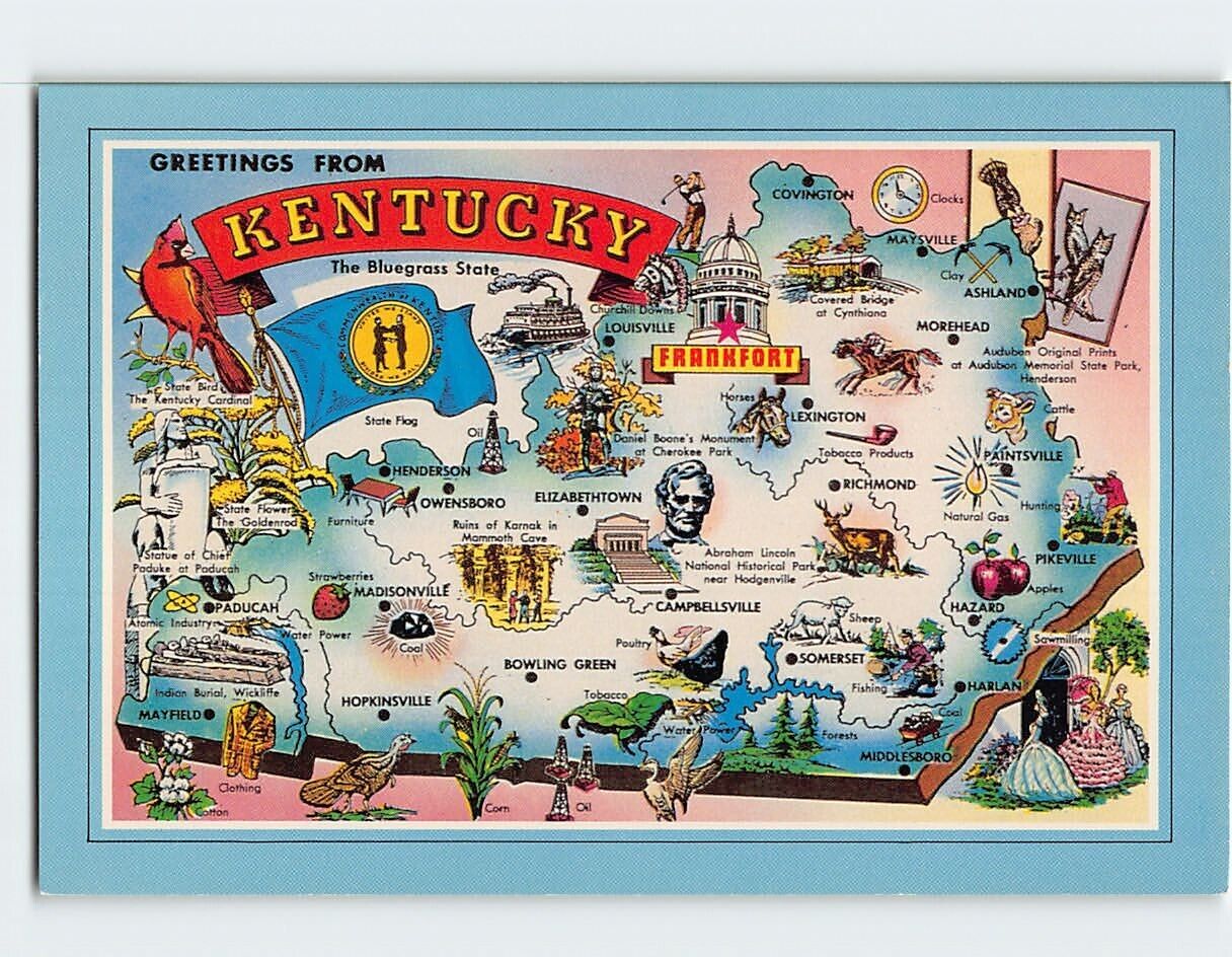 Postcard The Bluegrass State Greetings From Kentucky USA
