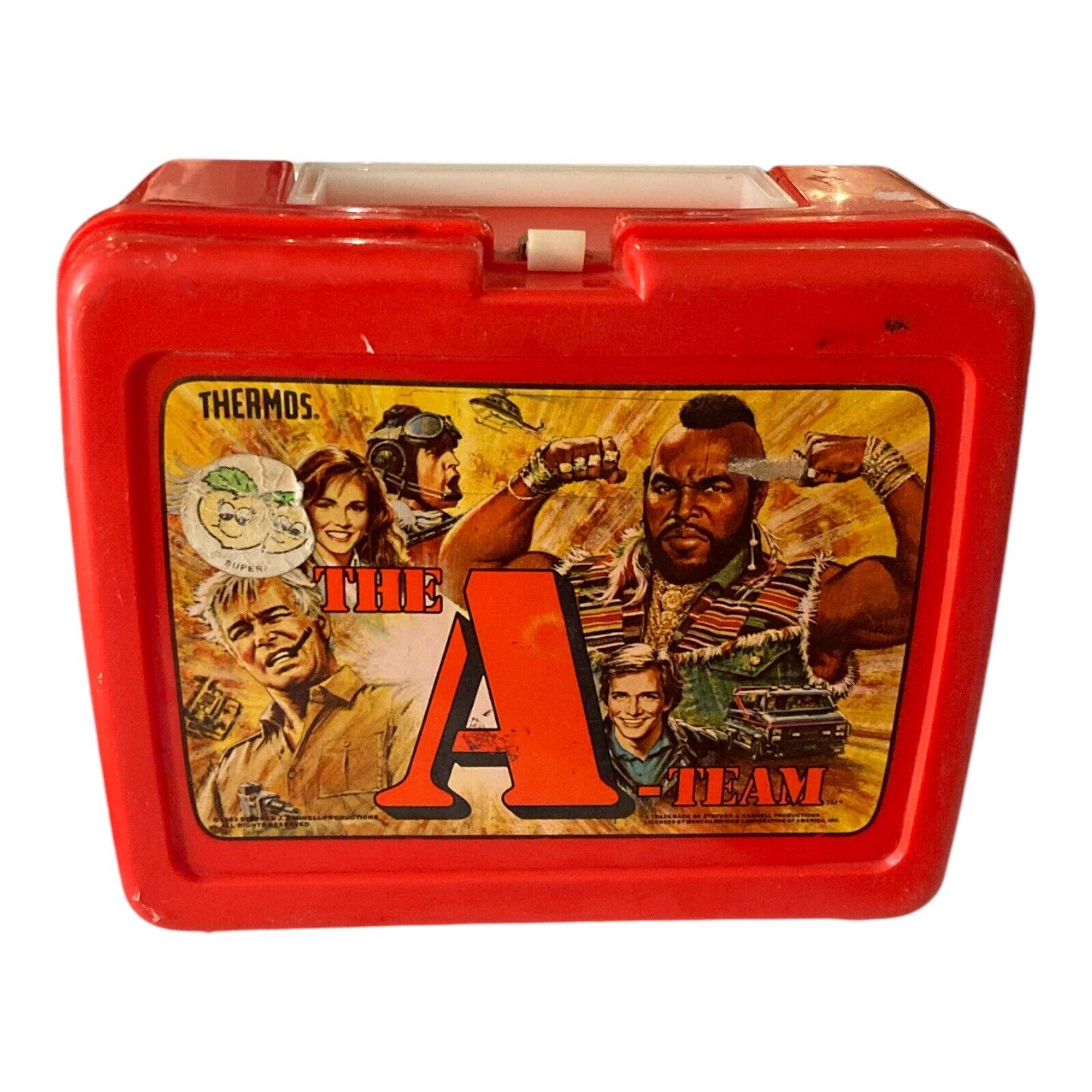 Vintage 1983 The A-Team Red Plastic Lunchbox w/o Thermos Mr. T Lunch Box A Team