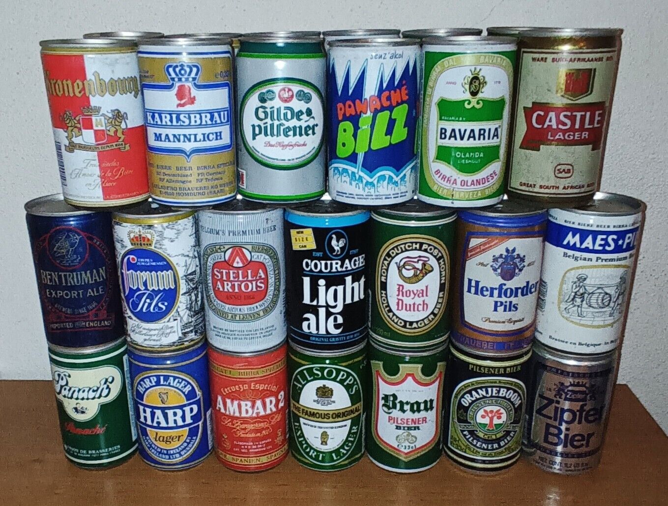 #6 Nice EMPTY set 20 beer cans from Europe from the 80's