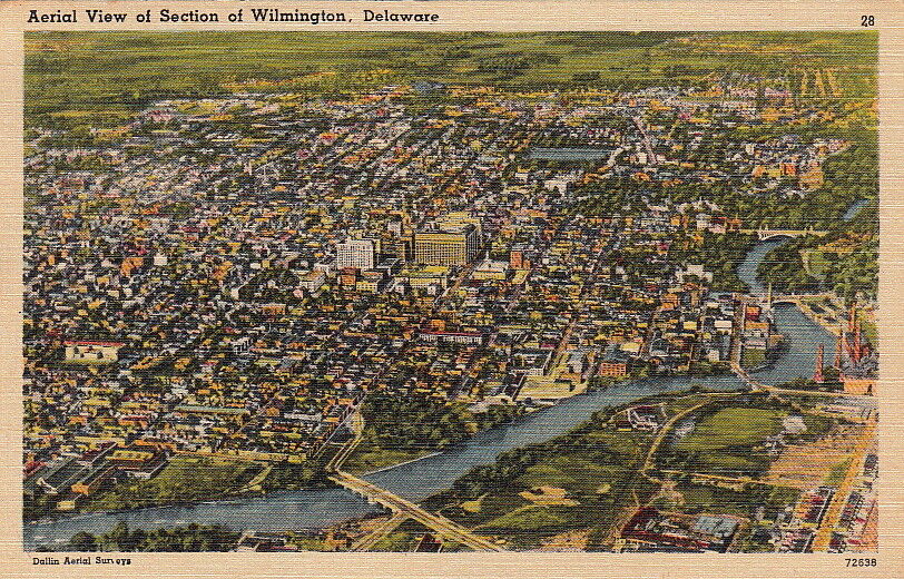 Postcard Aerial Section Wilmington Delaware DE 
