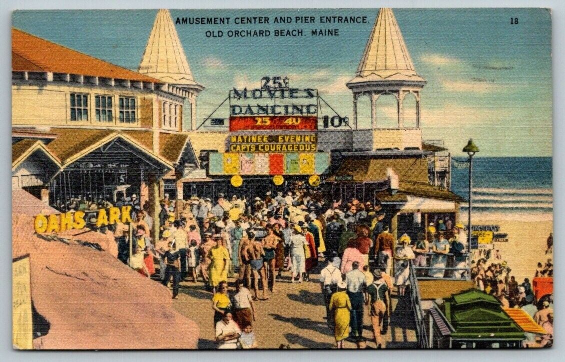1943  Old Orchard Beach  Maine  Movies  Dancing   Postcard