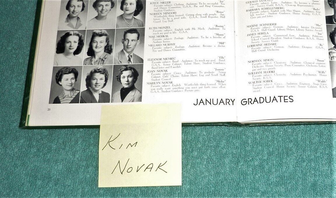 1951 FARRAGUT HIGH SCHOOL (CHICAGO) ACTRESS - KIM NOVAK\'s SENIOR CLASS