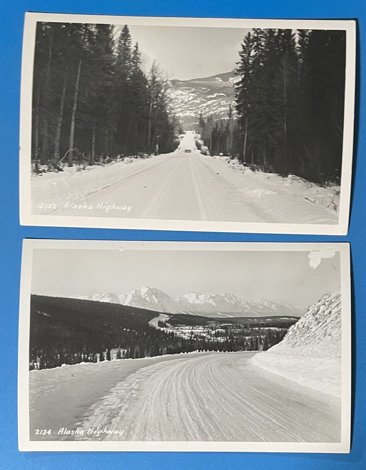 RPPC Alaska Highway AK Photo Postcard Lot snow covered roads