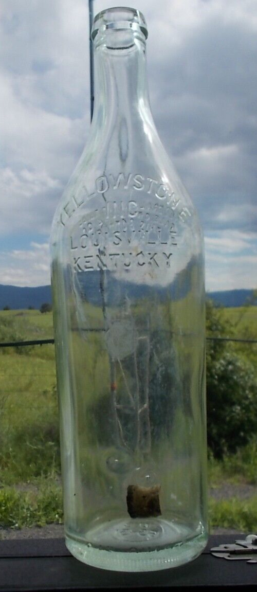 Louisville Kentucky YELLOWSTONE INC.-QUART: D8 , 65-51 Whisky Bottle Embossed*