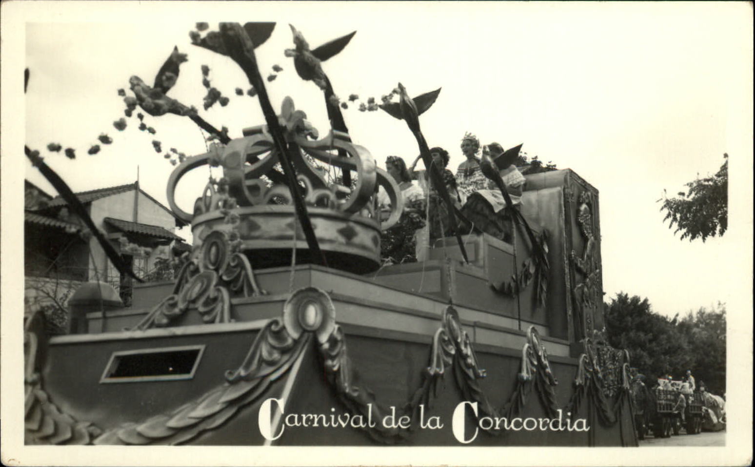 RPPC Carnival de la Concordia Panama parade float ~ 1940s real photo postcard
