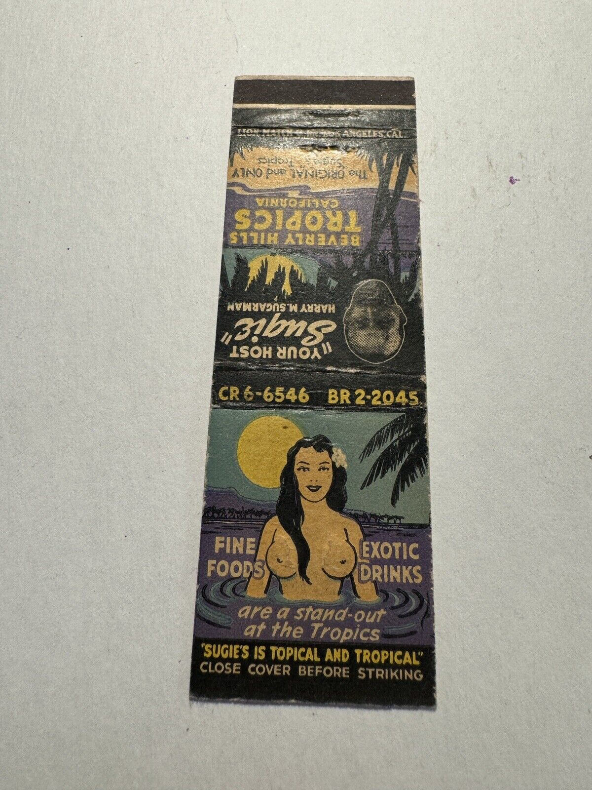 THE TROPICS - Beverly Hills - Nude Hula Girl Advertising Matchbook Cover